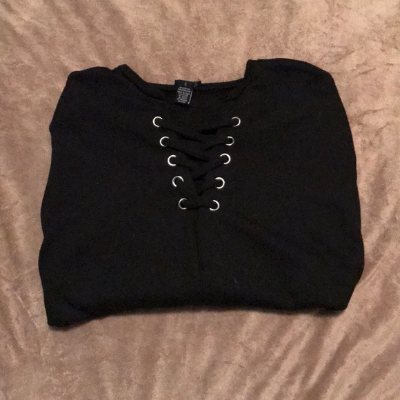 Sweatshirt with V-neck and laced up - Picture 1 of 3